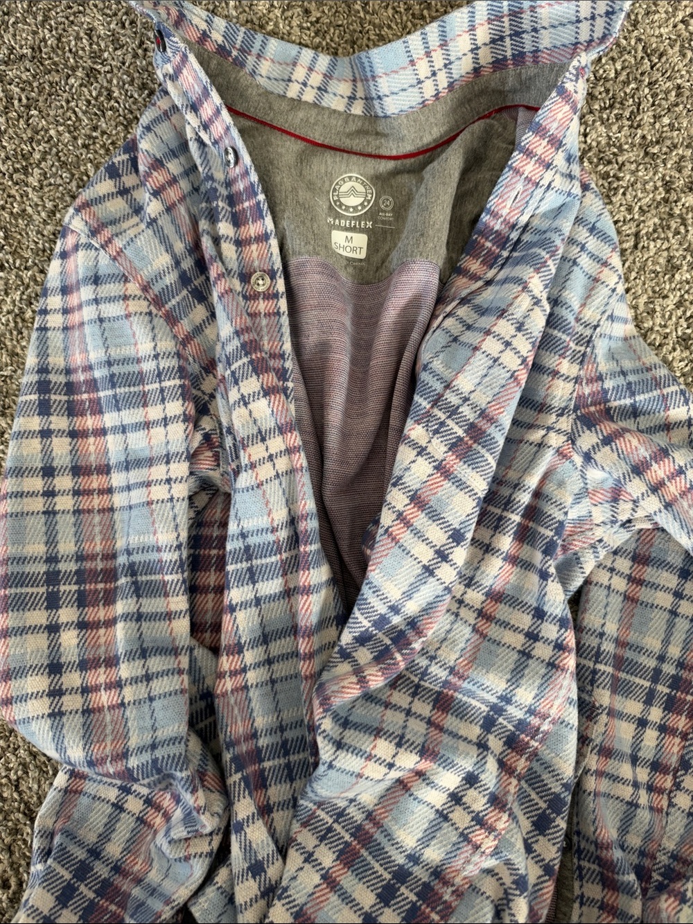 Casual Plaid Button-Down Shirt Jacket in Blue & Pink
